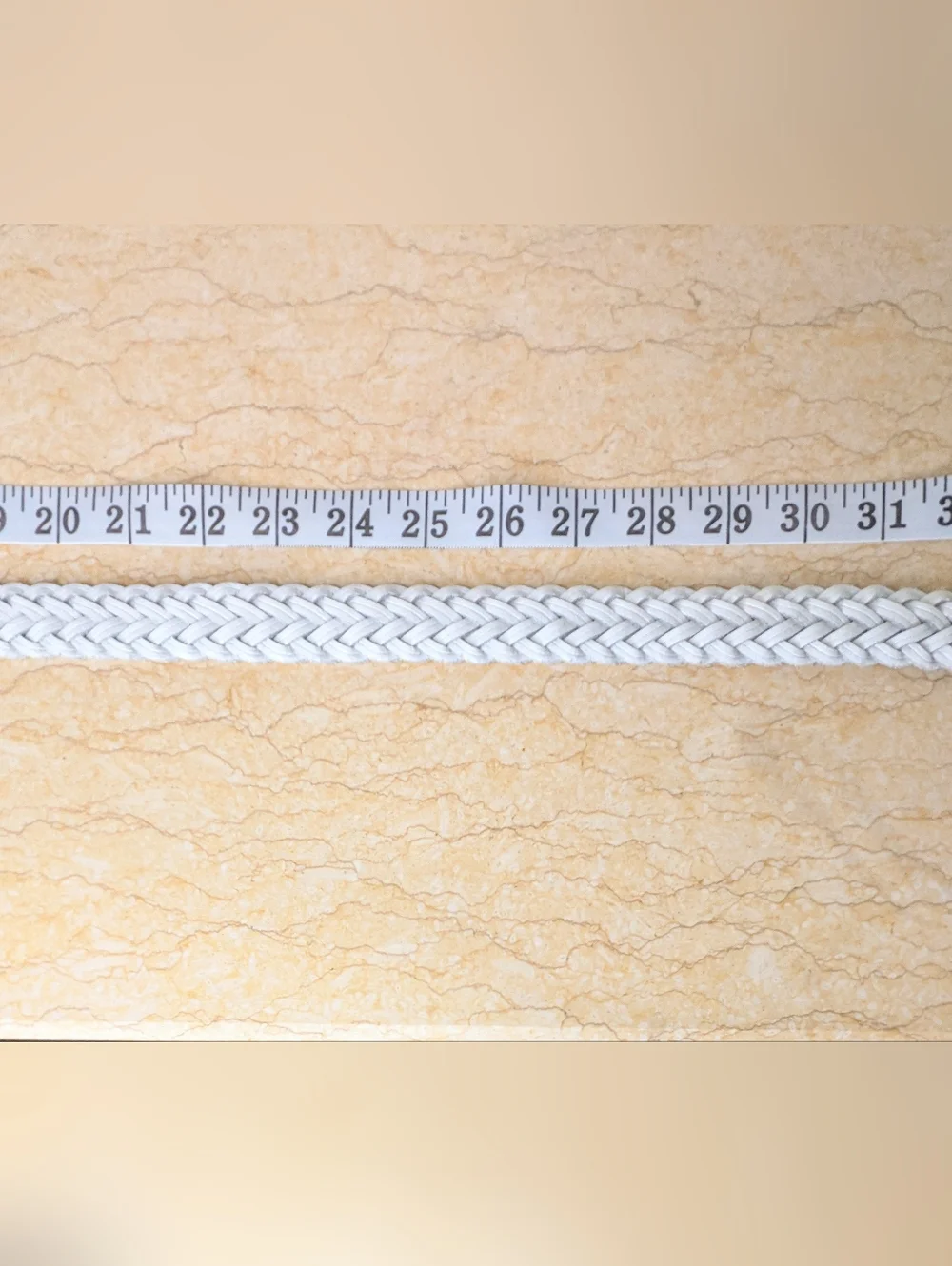 Vintage Genuine Leather White Woven Belt Silver Tone Buckle Size M/L